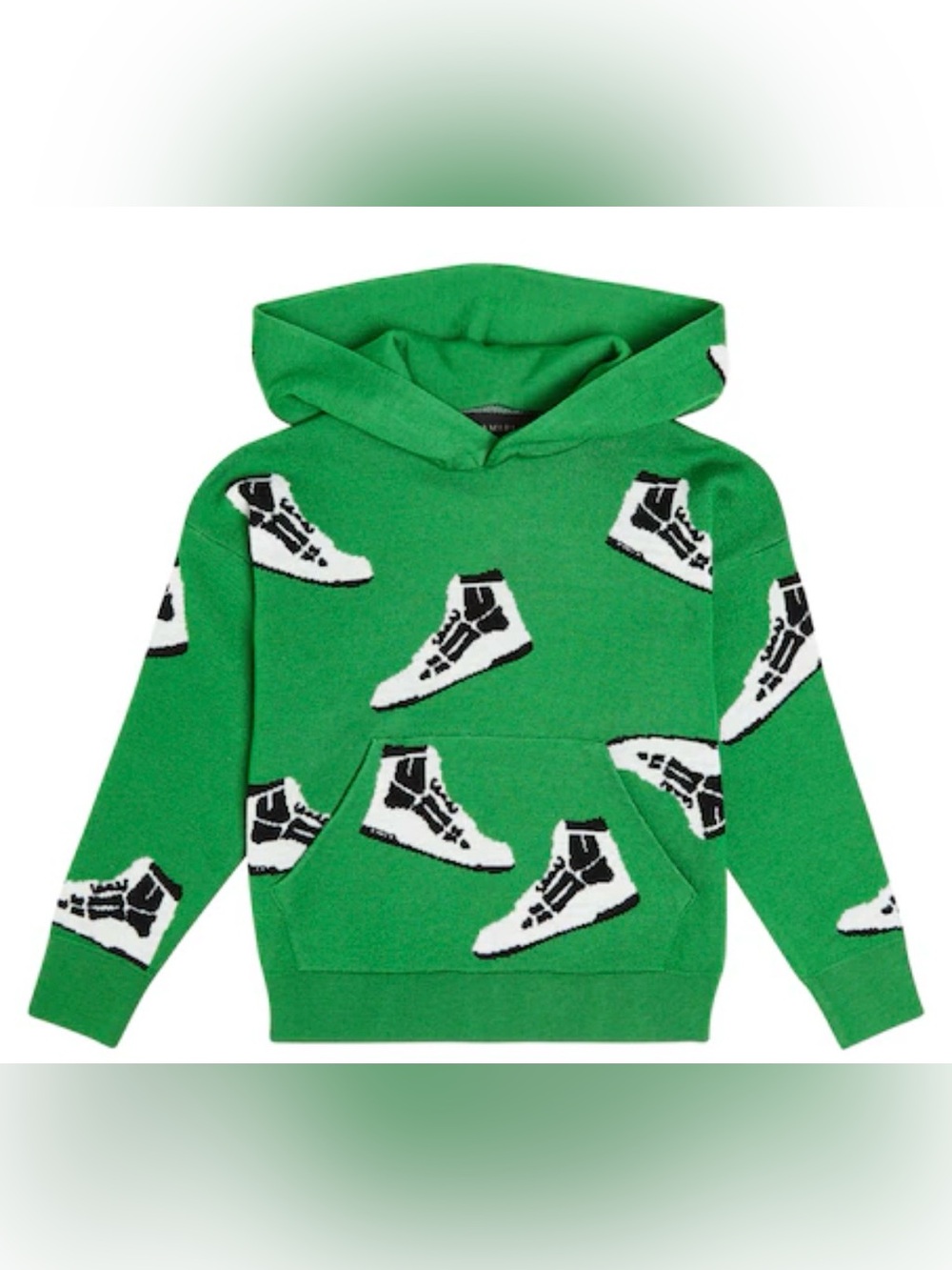 AMIRI Green Hoodie with White & Black Sneaker Motifs